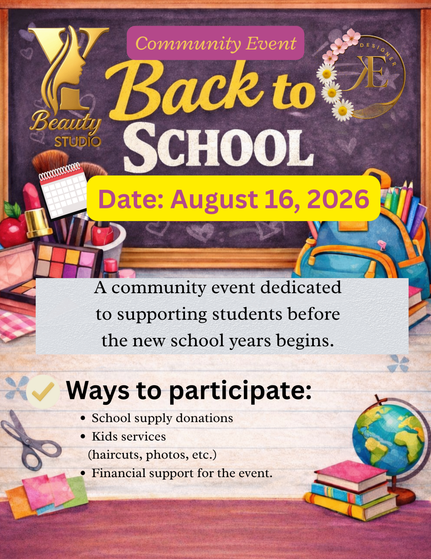 Back-to-School 2026 community event flyer (English)